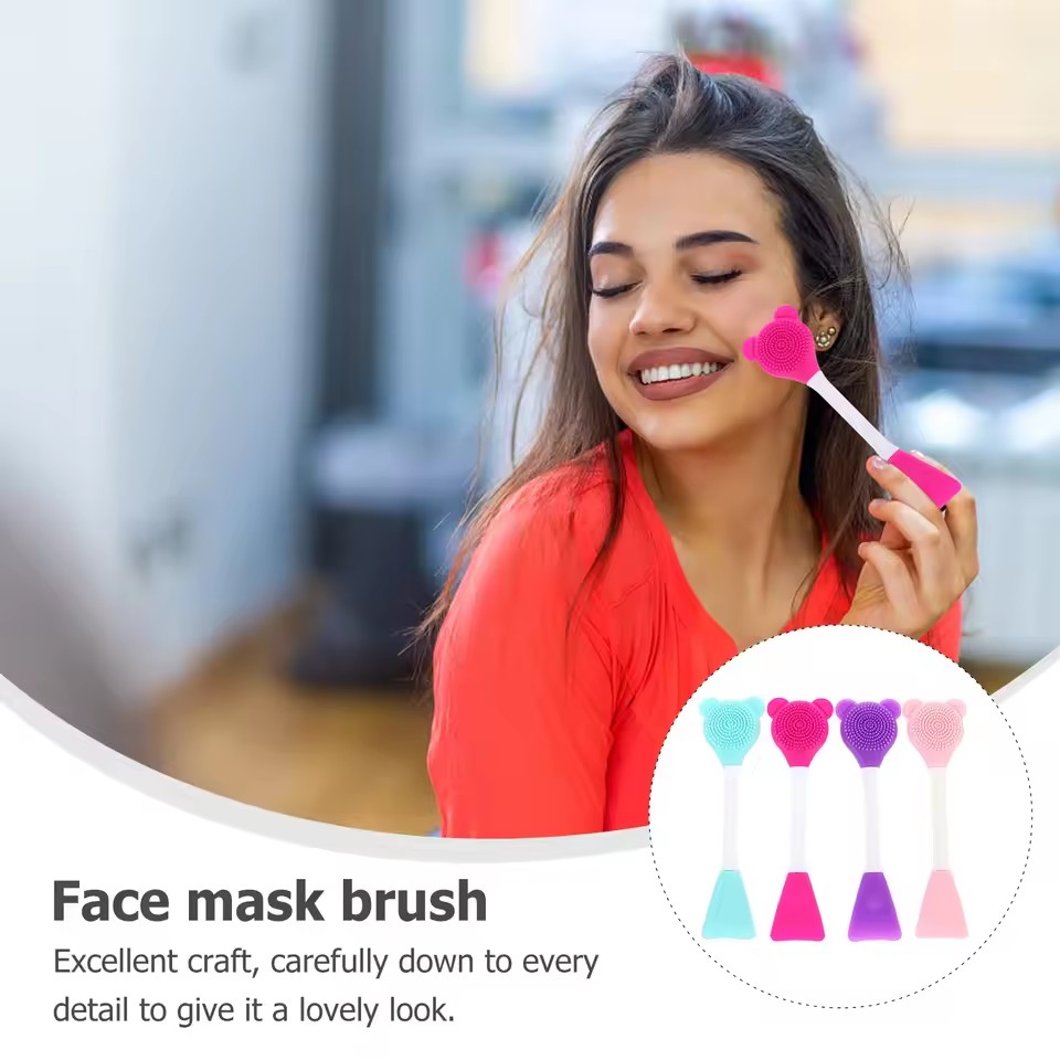 Electric Face Cleanser Brush - فرشاة سيليكون على شكل دب مزدوجة