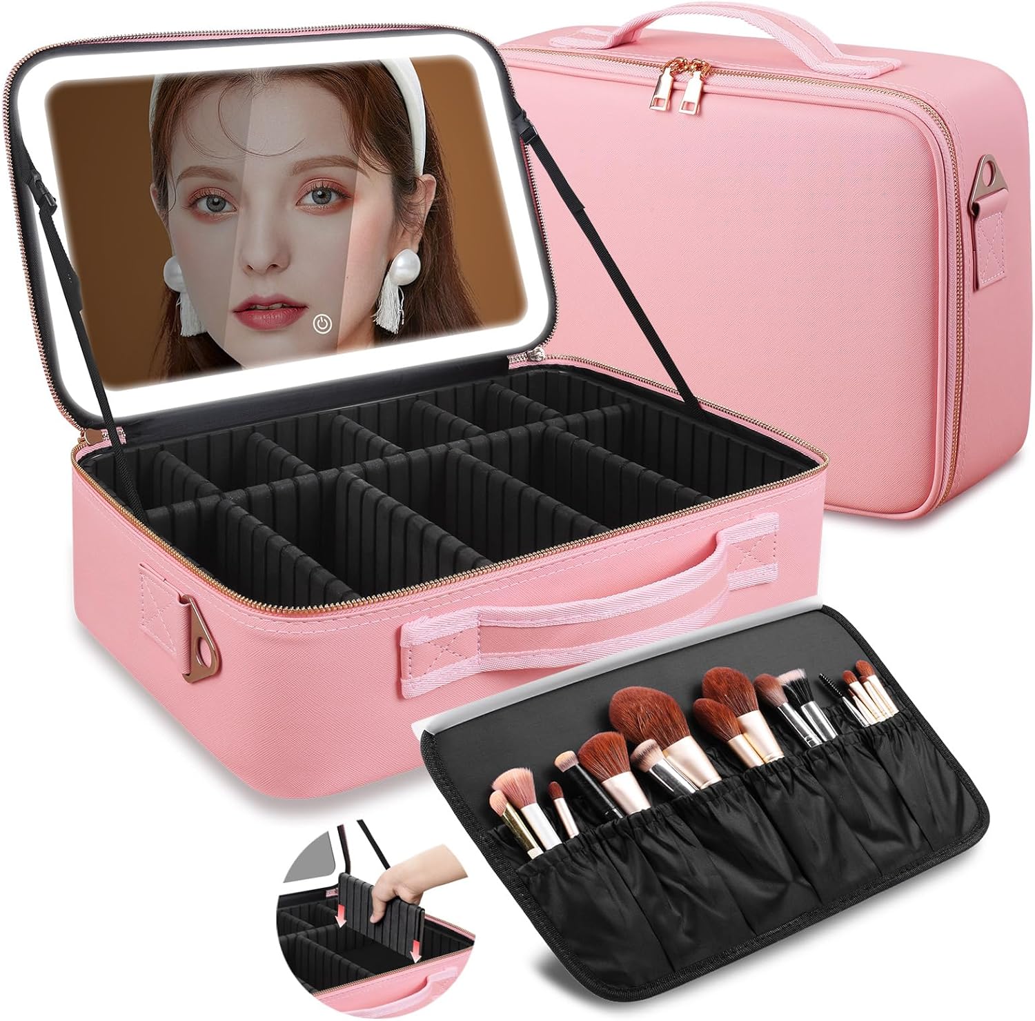 Makeup Organizer - حقيبة مكياج كبيرة السعة 15''×11'' مع