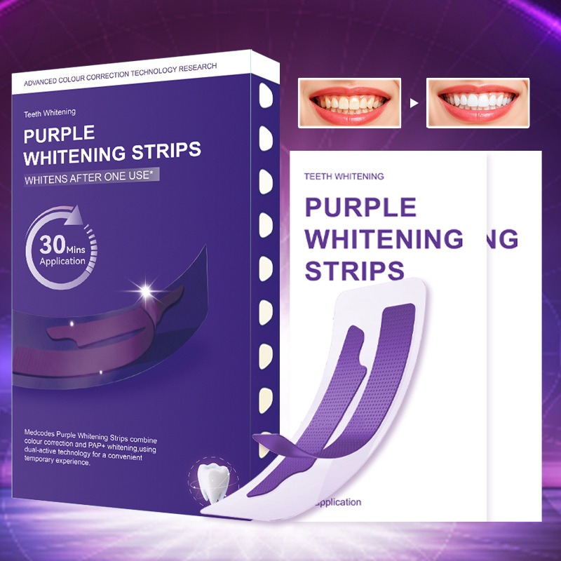 شرائط أسنان V34 البنفسجية المض - مراجعة Teeth Whitening Strips وسعره