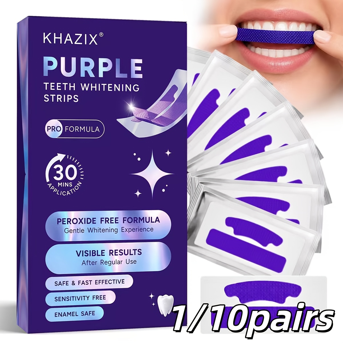 1/10 أزواج من شرائط تبييض الأس - مراجعة Teeth Whitening Strips وسعره